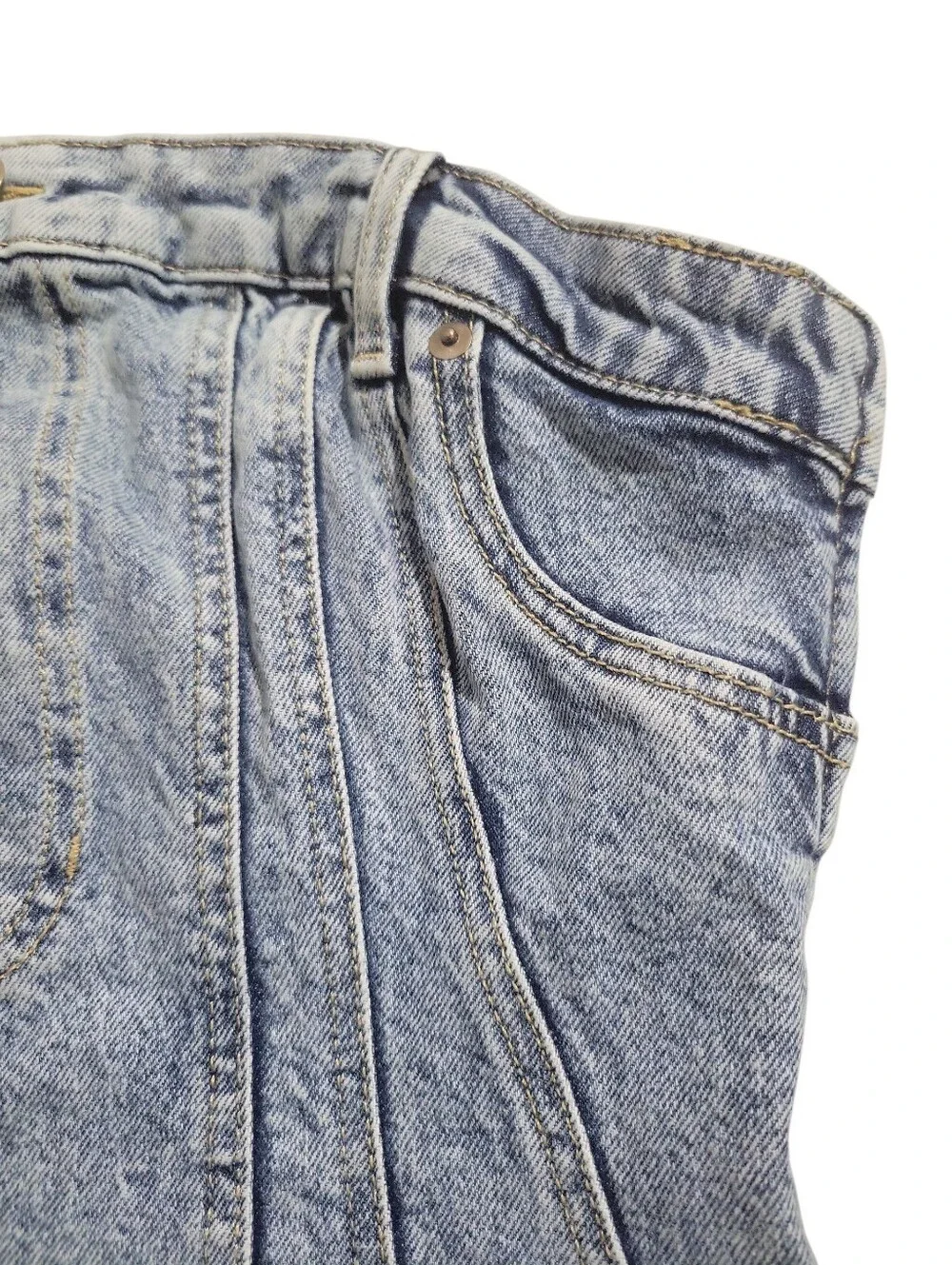 H&M Divided Denim Corset Bustier Top Size M  Zipper Closure Y2K Blue